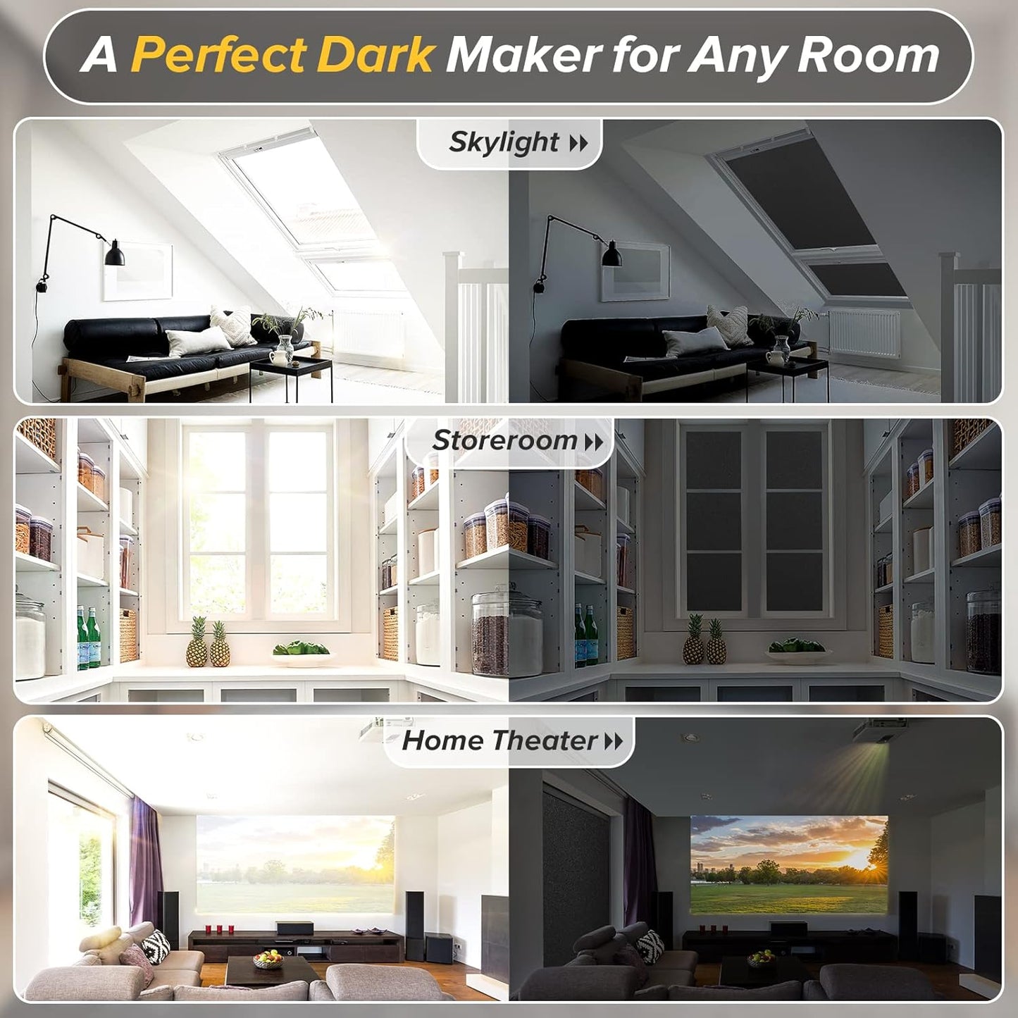 rabbitgoo Total Blackout Window Film Privacy Room Darkening Frosted Glass Window Tint for Home