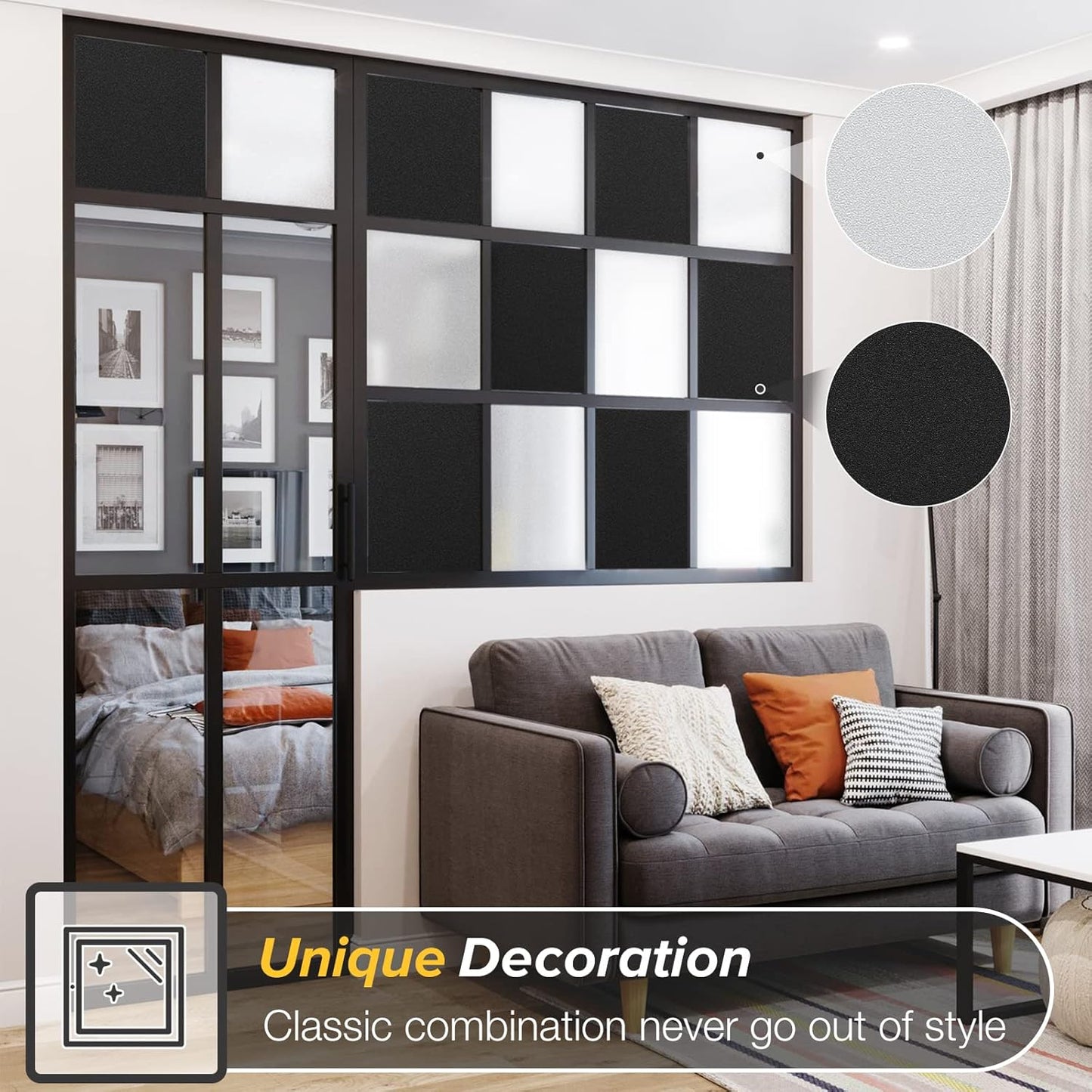 rabbitgoo Total Blackout Window Film Privacy Room Darkening Frosted Glass Window Tint for Home