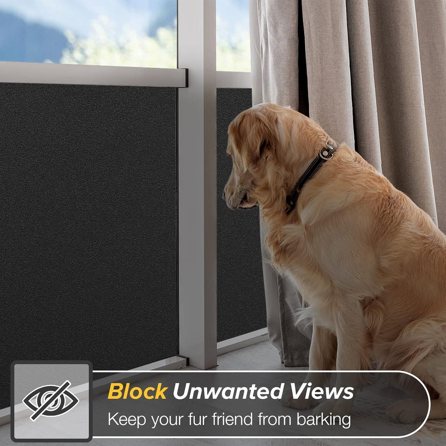 rabbitgoo Total Blackout Window Film Privacy Room Darkening Frosted Glass Window Tint for Home
