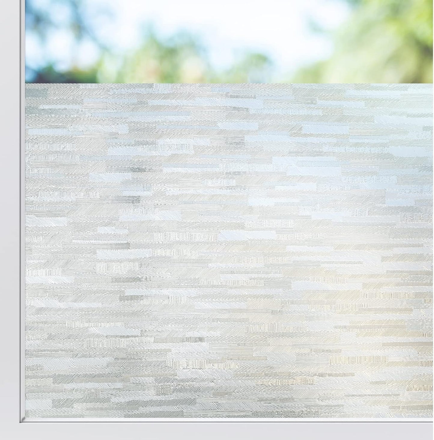 rabbitgoo Window Privacy Film Frosted Glass Window Film, Decorative UV Blocking Window Cling, Static Cling Sun Blocking Window Covering, Removable Window Sticker for Home, Rain Silk