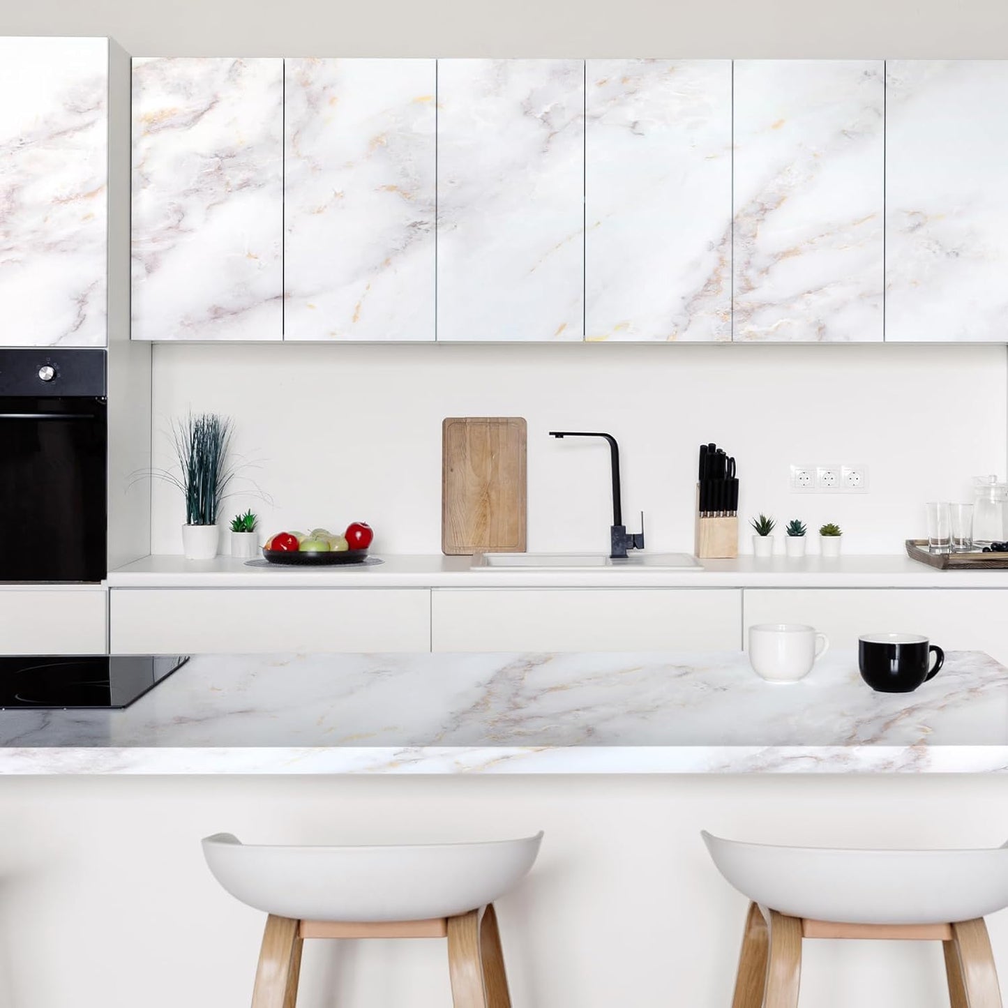 Gold-White Matte Granite Contact Paper