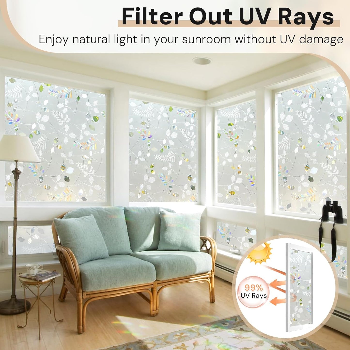 3D Plant Pattern Frosted Glass Window Film