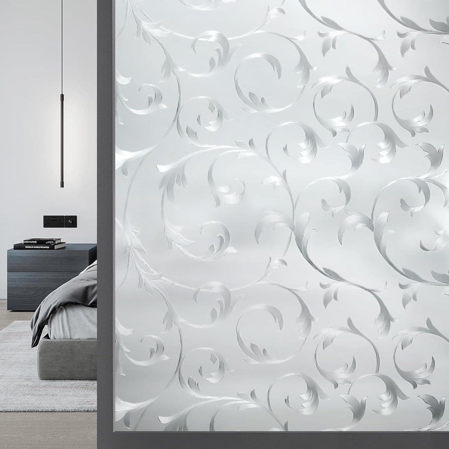 3D Plant Pattern Frosted Glass Window Film