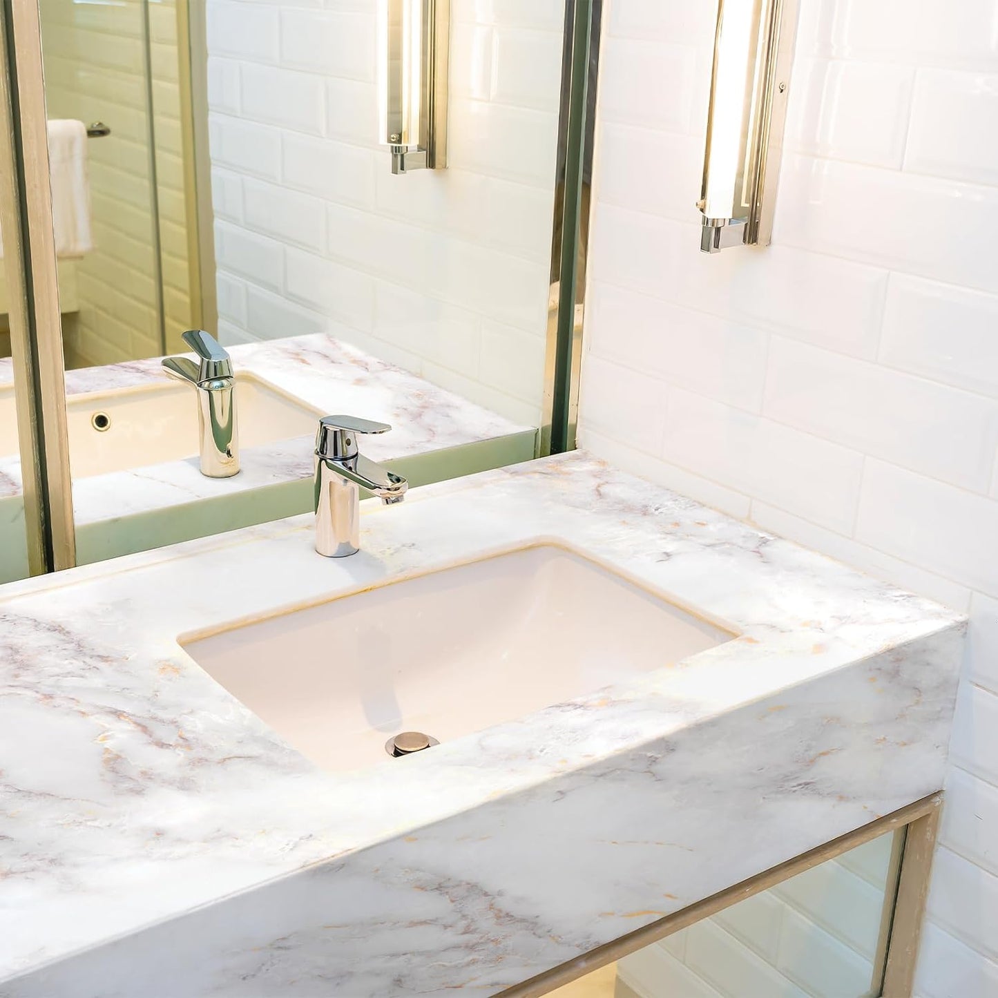 Gold-White Matte Granite Contact Paper