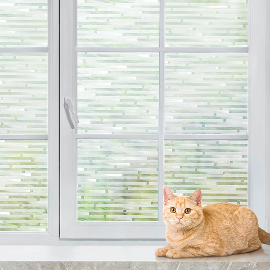 Striped Rainbow Frosted Window Film