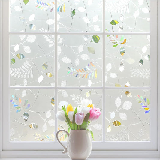 3D Plant Pattern Frosted Glass Window Film