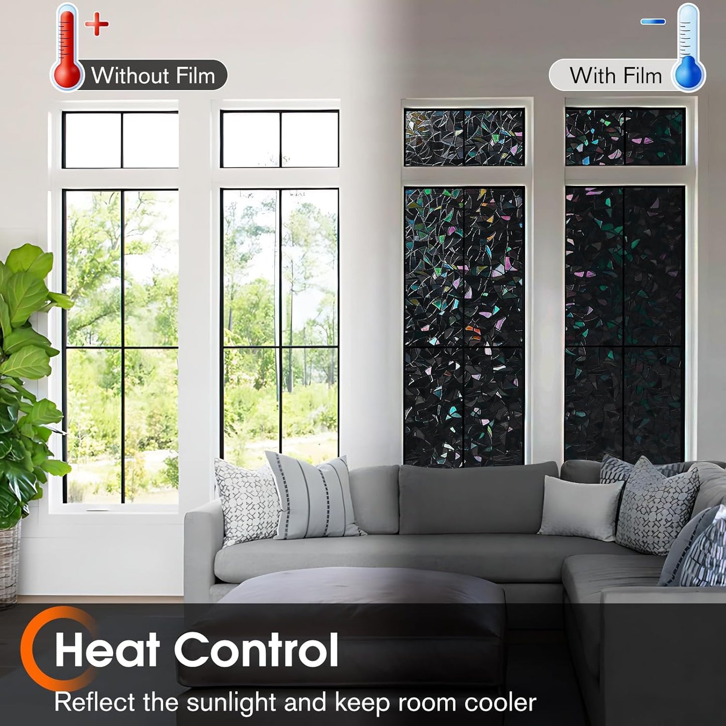 3D Abstract Stained Glass Window Privacy Film