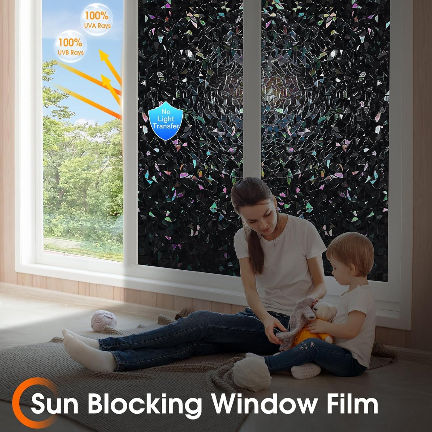 3D Abstract Stained Glass Window Privacy Film