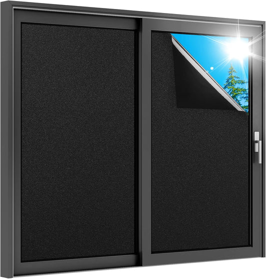 rabbitgoo Total Blackout Window Film Privacy Room Darkening Frosted Glass Window Tint for Home