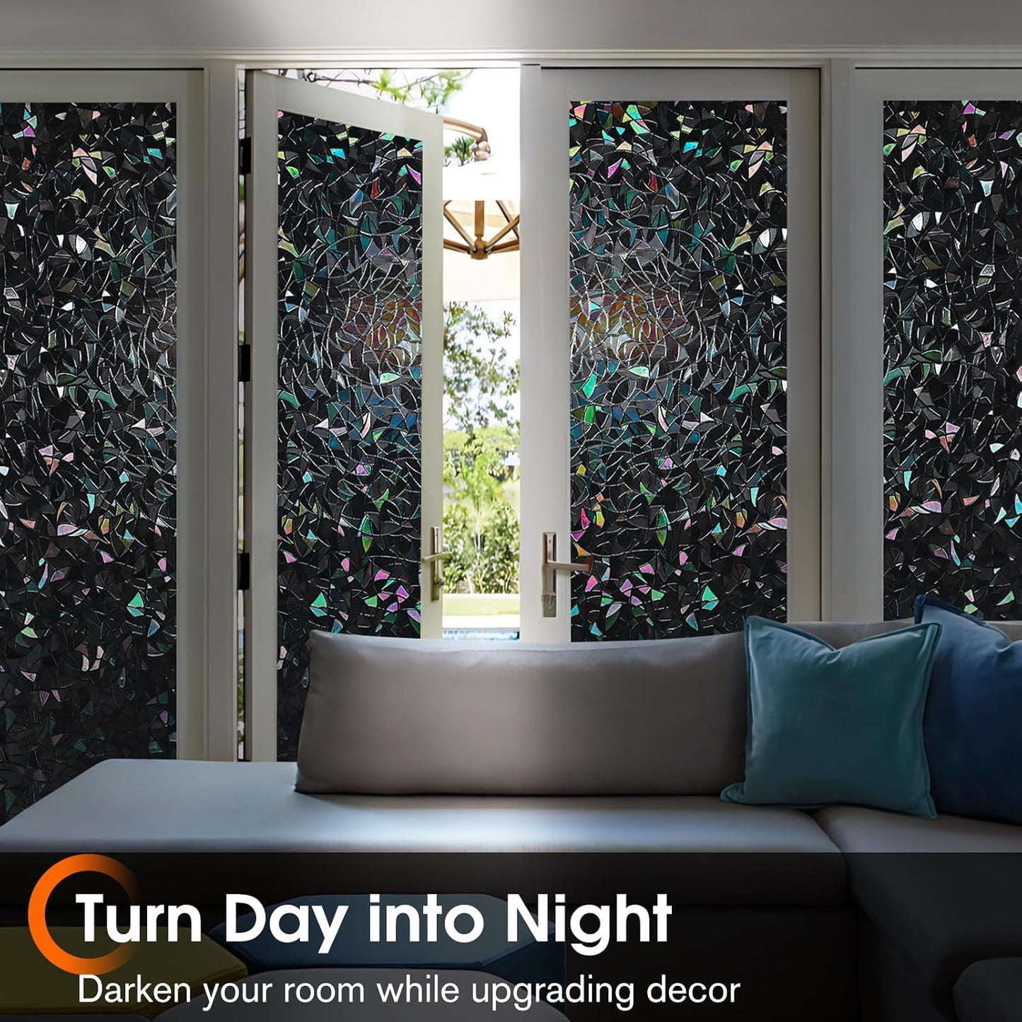 3D Abstract Stained Glass Window Privacy Film