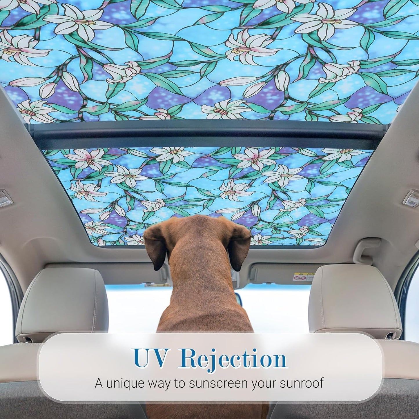 rabbitgoo Blue Lily Stained Glass Window Film
