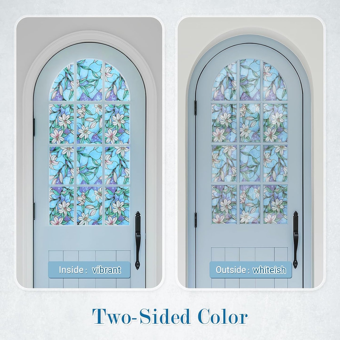 rabbitgoo Blue Lily Stained Glass Window Film