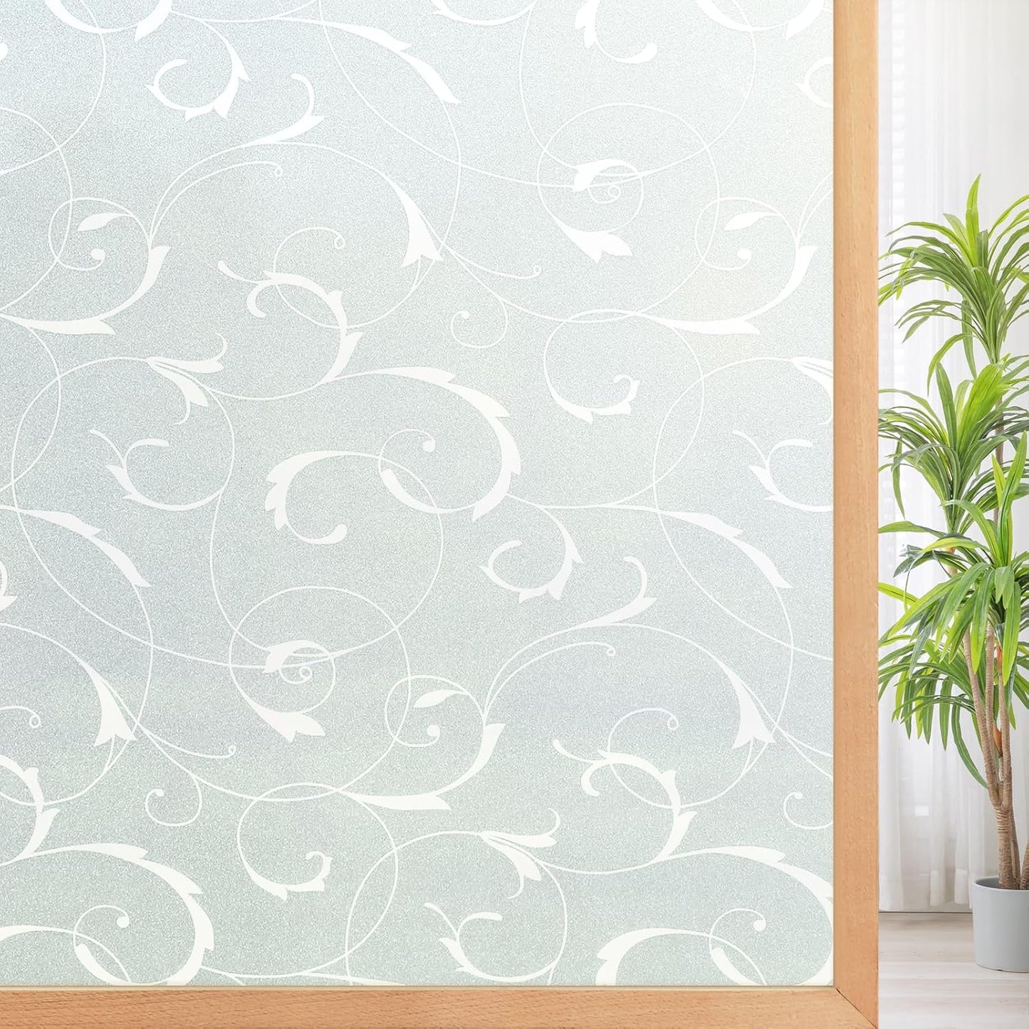 3D Plant Pattern Frosted Glass Window Film