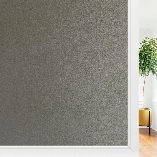 rabbitgoo Privacy Window Film, Static Cling Window Privacy Film for Glass Windows, Removable Grey Frosted Sun Light Blocking Window Coverings House Tint for Home Bathroom Garage, Taupe